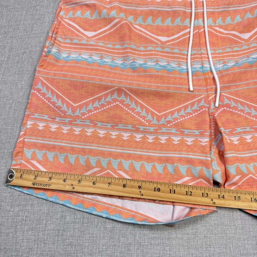 Huk Swim Trunks Shorts Mens‎ 2XL (44) Orange Geometric Mesh Lined Drawstring